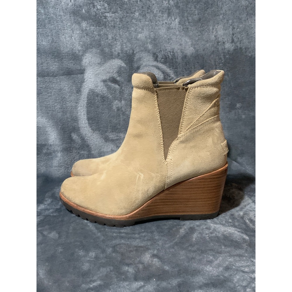 Sorel After Hours Ankle Boots Womens 9 Chelsea Wedge Tan Suede Waterproof